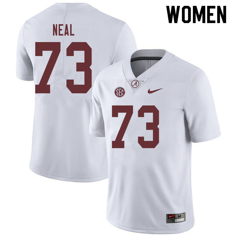 Women #73 Evan Neal Alabama Crimson Tide College Football Jerseys Sale-White